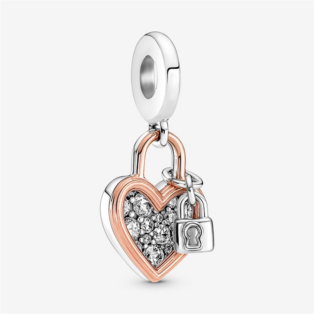 Pandora Moments Heart And Padlock Double Dangle Charm