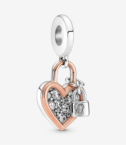 Pandora Moments Heart And Padlock Double Dangle Charm