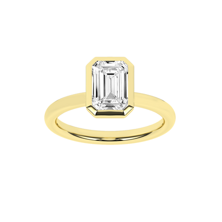 Revelation 14K Yellow Gold Bezeled Emerald Cut Lab Grown Diamond Engagement Ring