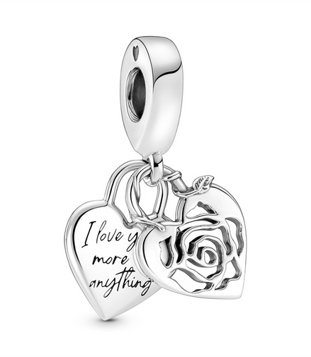Pandora Moments Rose Heart Padlock Dangle Charm