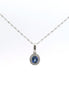 14K White Gold Diamond & Sapphire Oval Shaped Pendant Necklace 18"