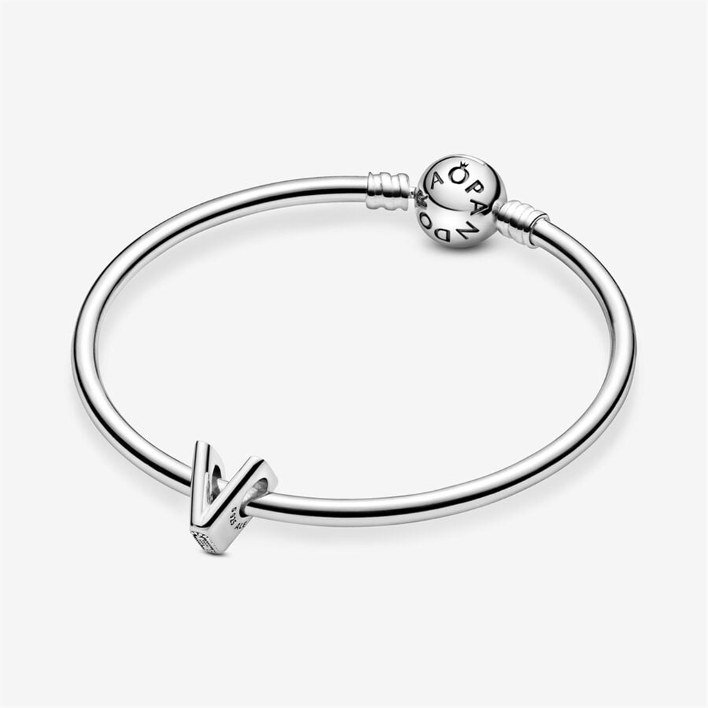 Pandora Moments Letter V Silver Charm