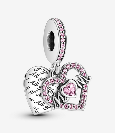 Pandora Moments Heart & Mom Dangle Charm