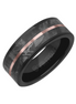 Triton Tungsten Carbide and Meteorite Inlay with Center Line and Flat Edge Band