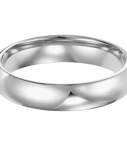 Low Dome 14K White Gold 4MM  Comfort Fit Plain Wedding Band Size 9