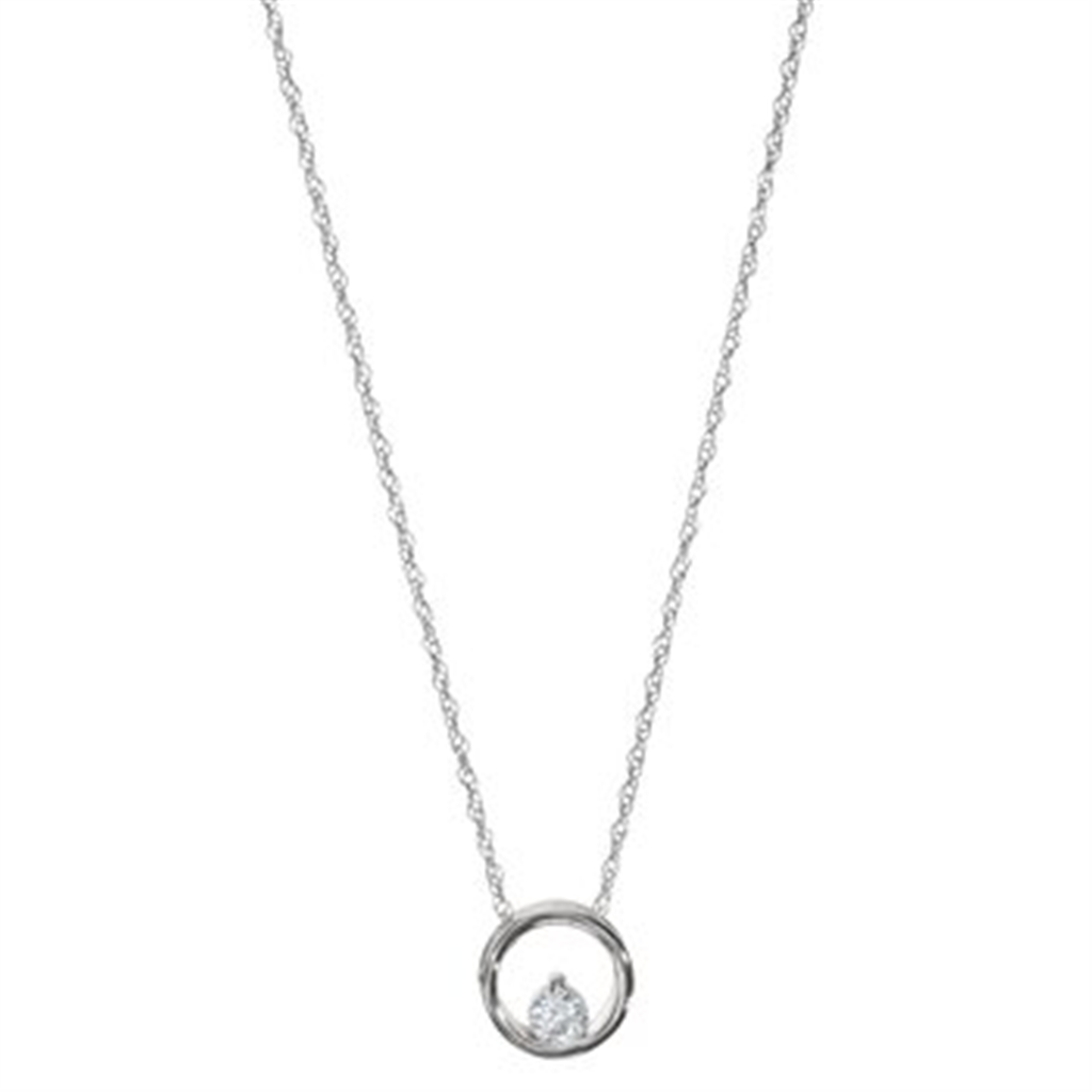 Ladies 14K White Gold And  Diamond Round Shape Pendant