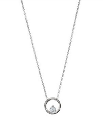 Ladies 14K White Gold And  Diamond Round Shape Pendant