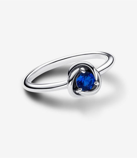 Pandora Moments September Princess Blue Eternity Circle Ring Size 6