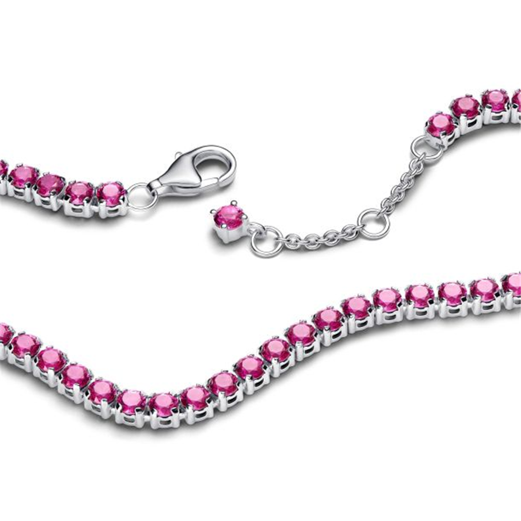 Pandora Timeless Sparkling Pink Tennis Bracelet Size 18