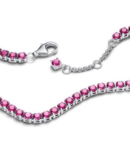 Pandora Timeless Sparkling Pink Tennis Bracelet Size 18