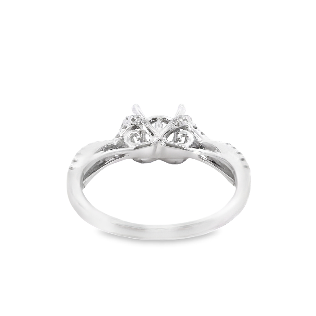 14K White Gold Diamond Semi-Mount Halo Engagement Ring