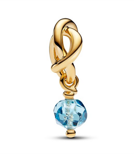 Pandora Moments March Faceted Sea Aqua Blue Eternity Circle Dangle Charm
