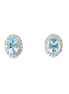 Ladies 14K White Gold Aquamarine And Diamond Oval Earrings
