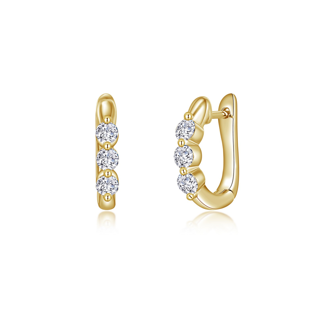 Lafonn 0.66 CTW Simulated Diamond 3-Stone Huggie Hoop Earrings