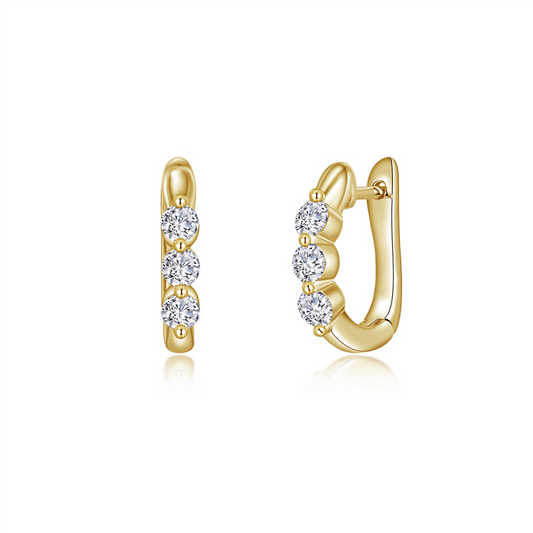 Lafonn 0.66 CTW Simulated Diamond 3-Stone Huggie Hoop Earrings