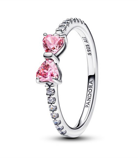 Pandora Timeless Sparkling Pink Bow Ring Size 6