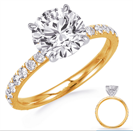 14K Yellow Gold And 0.52 CTW Diamond Semi-Mount Engagement Ring