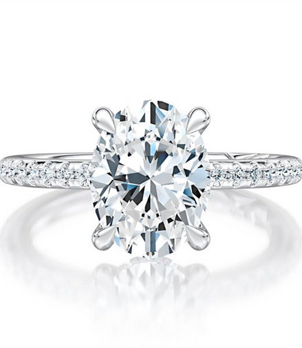 A.JAFFE 14K White Gold Oval Cut Diamond Engagement Ring