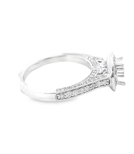 14K White Gold Diamond Semi-mount Engagement Ring