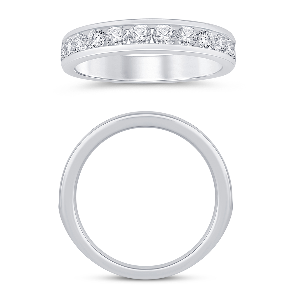 14K White Gold 1 CTW Diamond Channel Set Half Eternity Band