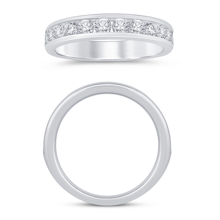 14K White Gold 1 CTW Diamond Channel Set Half Eternity Band