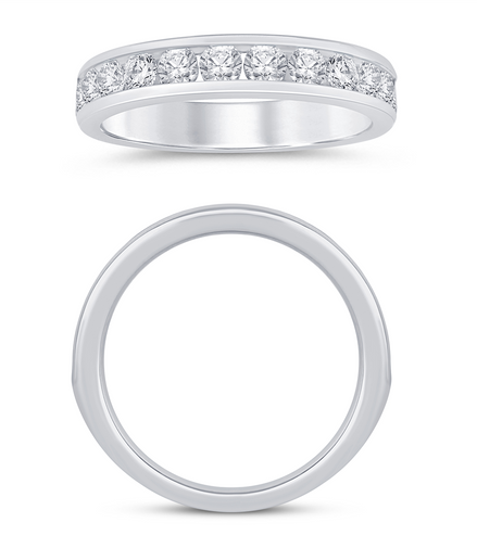 14K White Gold 1 CTW Diamond Channel Set Half Eternity Band