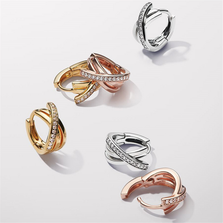 Pandora Signature Crossover Pavé Hoop Earrings