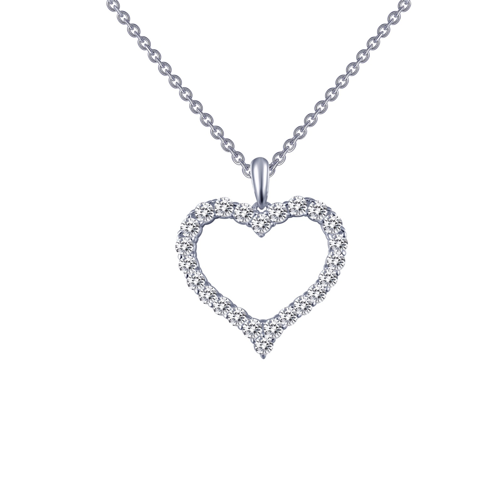 LaFonn Simulated Diamond Open Heaert Pendant Necklace