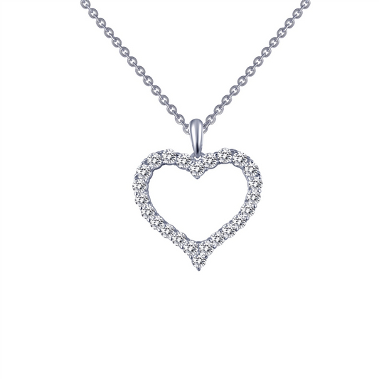 LaFonn Simulated Diamond Open Heaert Pendant Necklace