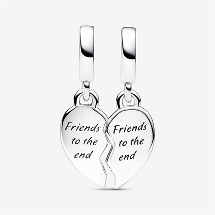 Pandora Moments "FriendsTo The End"  Splittable Heart Dangle Charm