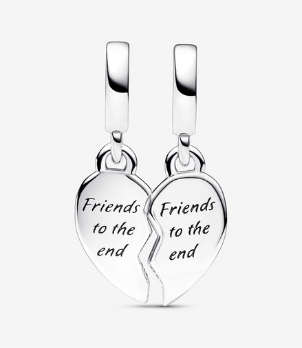 Pandora Moments "FriendsTo The End"  Splittable Heart Dangle Charm