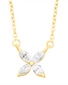 14K Yellow Gold And Diamond Flower Shaped Fashion Pendant Necklace