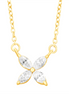 14K Yellow Gold And Diamond Flower Shaped Fashion Pendant Necklace