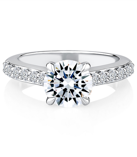 A.JAFFE 14k White Gold 2.54 CTW Round Diamond Semi-Mount Engagement Ring