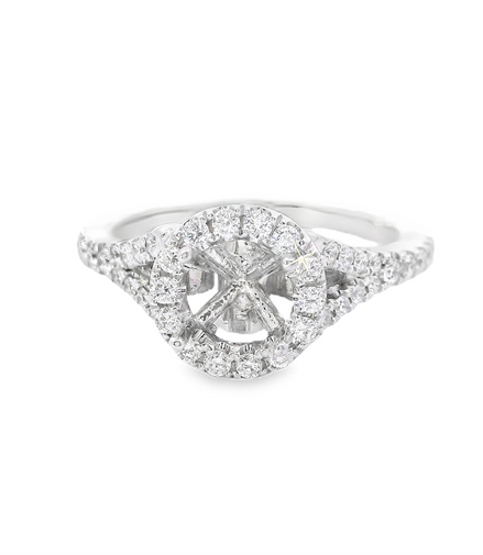 14K White Gold Diamond Semi-Mount Engagement Ring