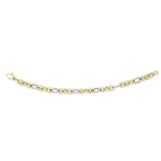 14K Gold Alternating Three Plus One Heritage Link Bracelet