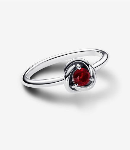 Pandora Moments January Red Eternity Circle Ring Size 7.5