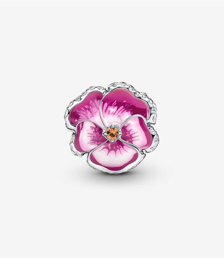 Pandora Moments Pink Pansy Flower Charm