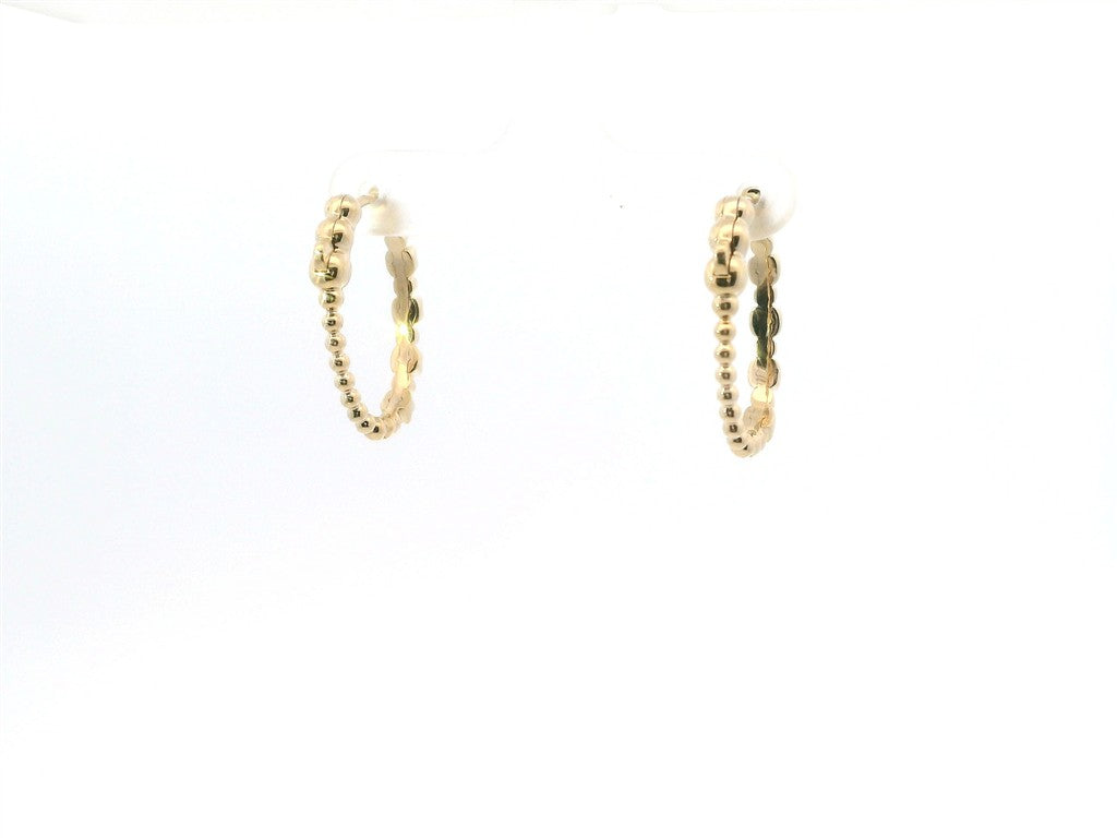14K Yelllow Gold And 0.41 CTW Diamond Beaded Hoop Earrings