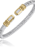 Vahan 14K Gold And Sterling Silver 4mm Diamond Open Cuff Bracelet