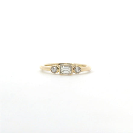 14K Yellow Gold And Diamond Stackable Fashion Ring