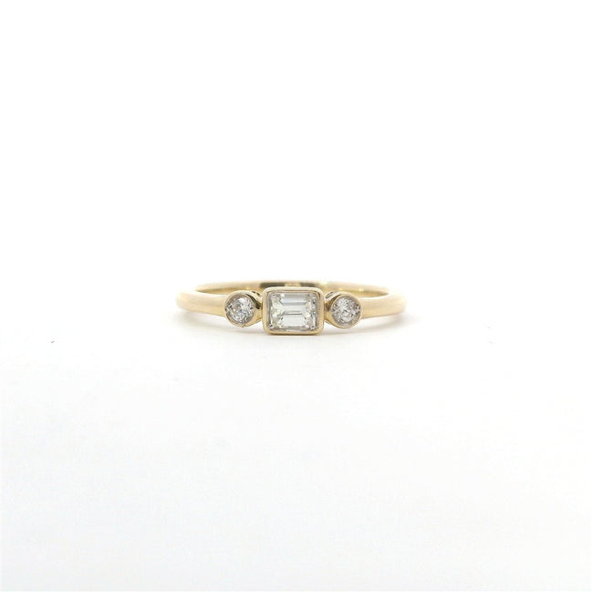 14K Yellow Gold And Diamond Stackable Fashion Ring