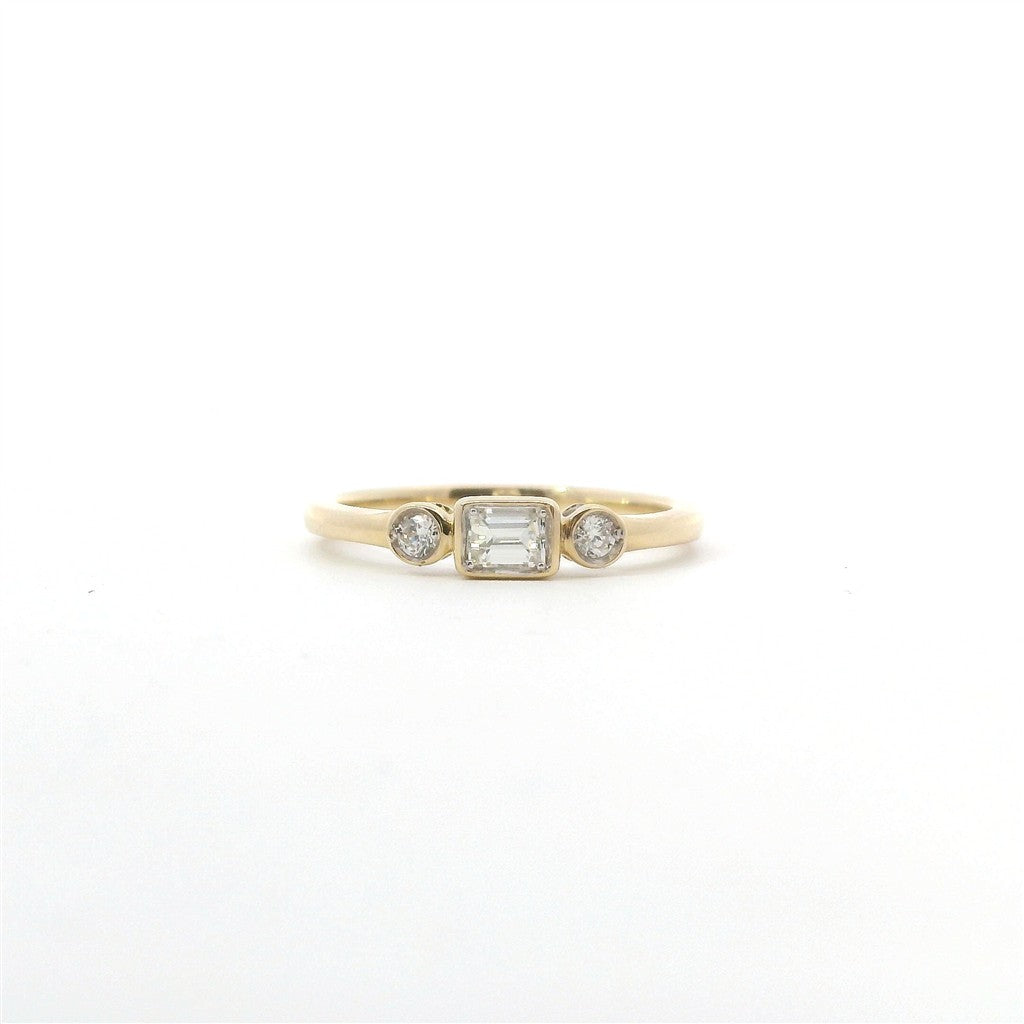 14K Yellow Gold And Diamond Stackable Fashion Ring