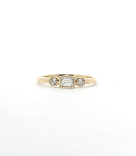 14K Yellow Gold And Diamond Stackable Fashion Ring