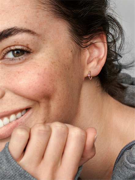 Pandora Moments Pink Solitaire Huggie Hoop Earrings
