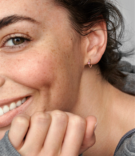 Pandora Moments Pink Solitaire Huggie Hoop Earrings