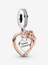Pandora Moments Heart & Rose Flower Dangle Charm