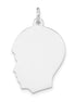 Engraveable 14K White Gold Sterling Silver Boys Head
