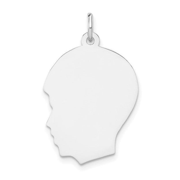 Engraveable 14K White Gold Sterling Silver Boys Head