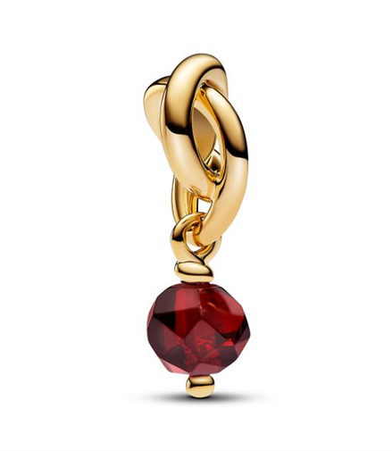 Pandora Moments January Birthstone Faceted Red Eternity Circle Dangle Charm
